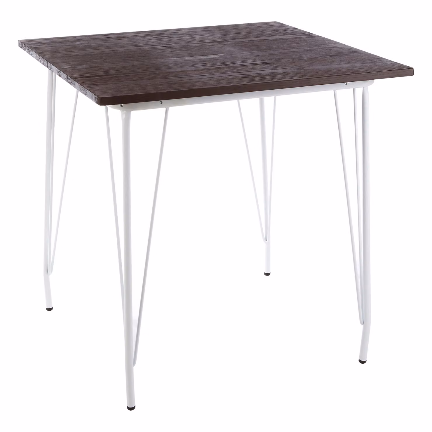 Orsina Modern Metal and Elm Wood Square Dining Table in Grey and White, W/D/H: 80 x 80 x 76 cm – 2