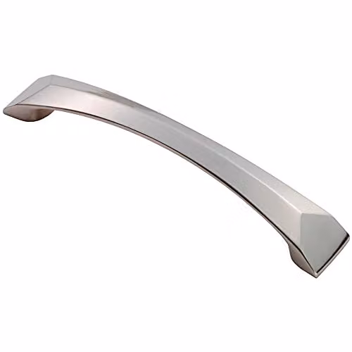 Loops Chiselled Bow Cabinet Pull Handle, Brushed Silver, W: 145 mm, H: 25 mm, Fixing Centres: 128 mm