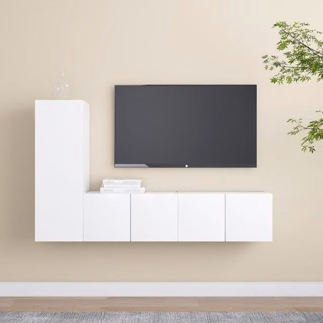 Berkfield Home 3 Piece White MDF TV Cabinet Set