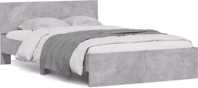 Berkfield Home Small Double Bed Frame with Headboard, LED Under-Bed Lighting and USB Charging Port, Concrete Grey, W/D/H: 120 x 200 cm