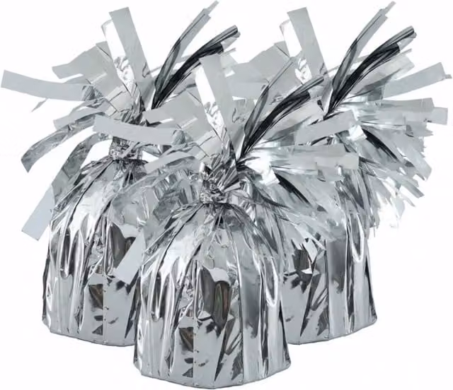 Kingsbury Gifts Pack of 4 Round Silver Tabletop Balloon Weights for Parties, Weddings and Birthdays
