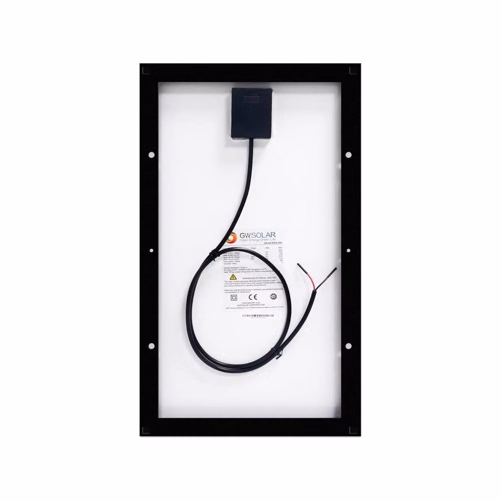 GWSOLAR 24W Monocrystalline PERC Compact Solar Panel for 12V Battery Charging in Black – 5