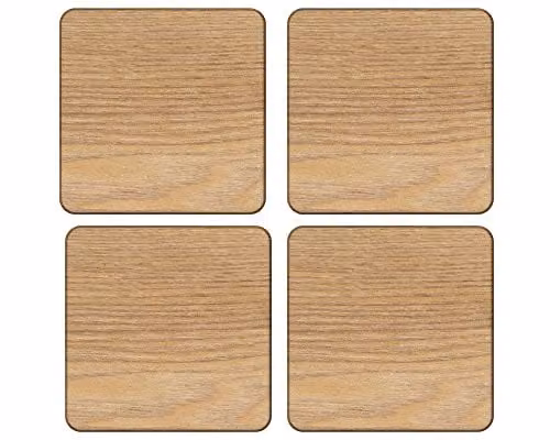 Creative Tops Set of 4 Brown Oak Veneer and Cork Square Coasters, W/D: 10.5 x 10.5 cm – 1