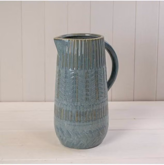 KDMD Rustic Blue Ceramic Vase, Height: 32 cm