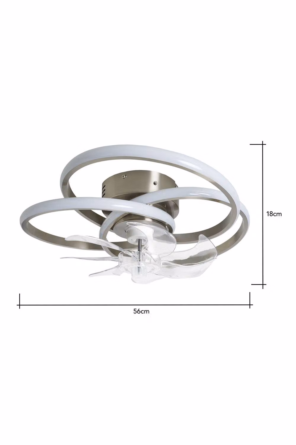 BHS Lighting Trinity LED Dimmable Ceiling Fan Light in Metallic Silver with Remote Control and Timer – 2