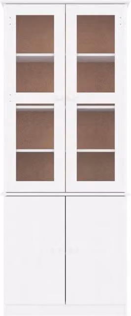 Berkfield Home ALTA Glass Display Cabinet in White Solid Wood Pine, W/D/H: 77 x 35 x 186.5 cm – 1