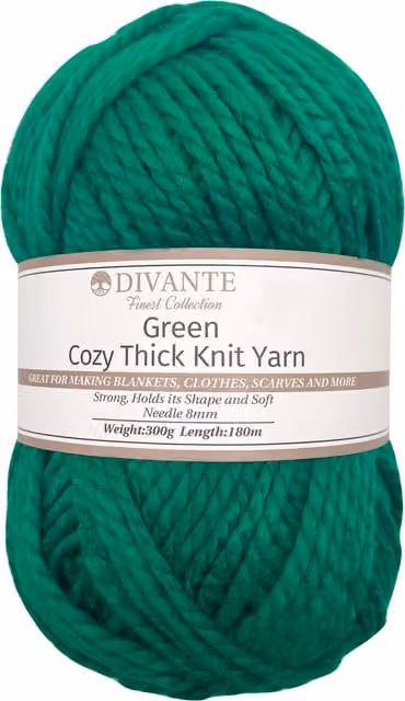 Divante Cosy Thick Knit Yarn in Green for Adults