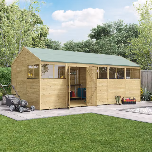 BillyOh Brown Wooden Tongue and Groove Apex Shed with Window, W: 609.6 cm, D: 18.58 cm, H: 15.0 cm