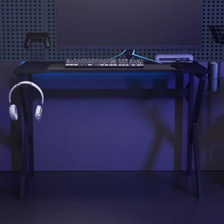 Berkfield Home Ergonomic Gaming Desk with K Shape Legs, Black, W: 110 cm, D: 60 cm, H: 75 cm