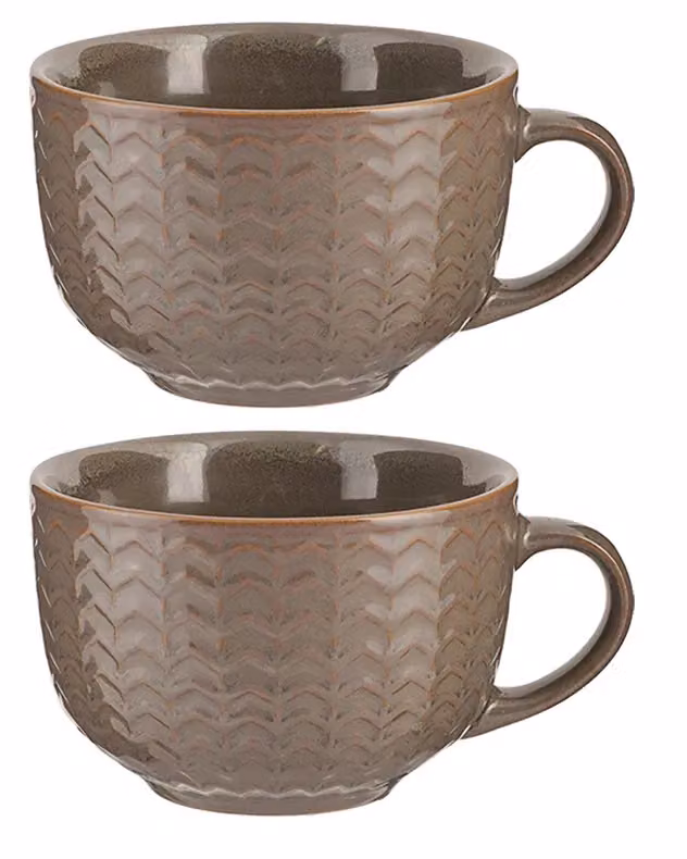 Dibor Set of 2 Grey Geometric Stoneware Coffee Mugs – 2