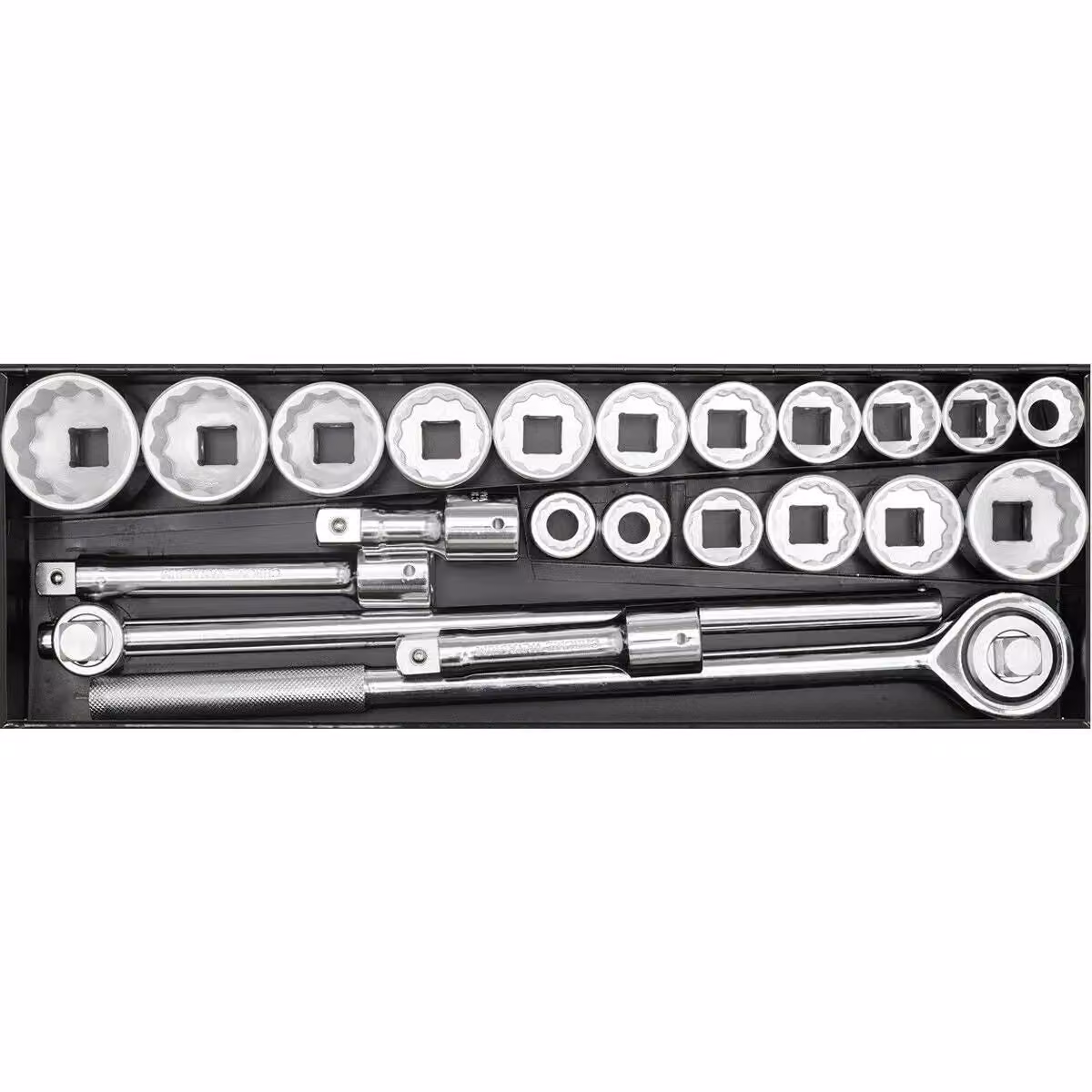 Loops 22 Piece 3/4 Inch Square Drive 12 Point Socket Set in Silver Chrome Vanadium – 3