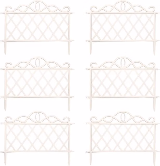 Samuel Alexander 6 Pack White Plastic Garden Border Fence Edging with Lattice Design – 1