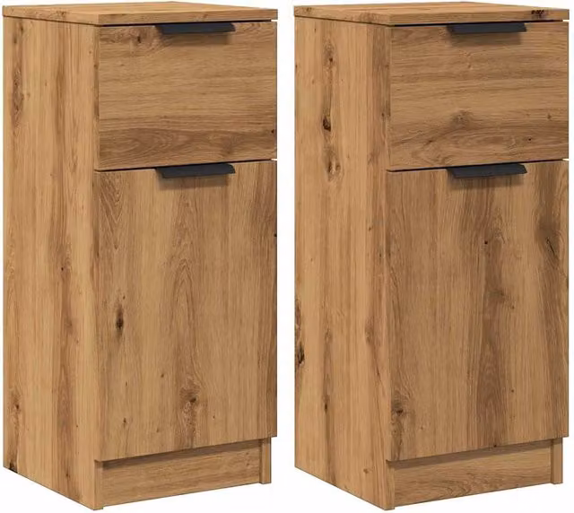 Berkfield Home Artisan Oak Sideboards, 2 Piece Set in Brown, W/D/H: 30 x 30 x 70 cm