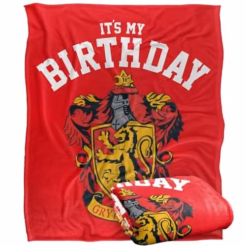 LOGOVISION Harry Potter Gryffindor Birthday Super Soft Fleece Throw Blanket for Children, Multicolour, W: 127 cm x L: 152.4 cm – 1