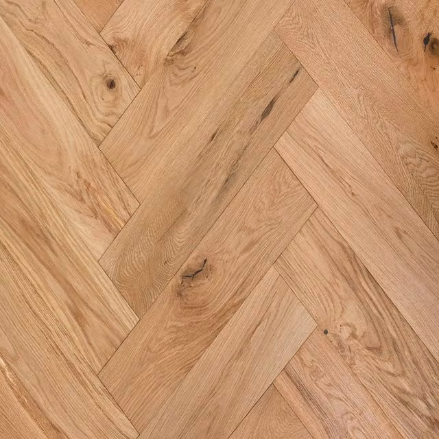 Vinyl Flooring UK Hatton Oak Herringbone Engineered Parquet Flooring, Brown, UV Oiled Smooth Finish