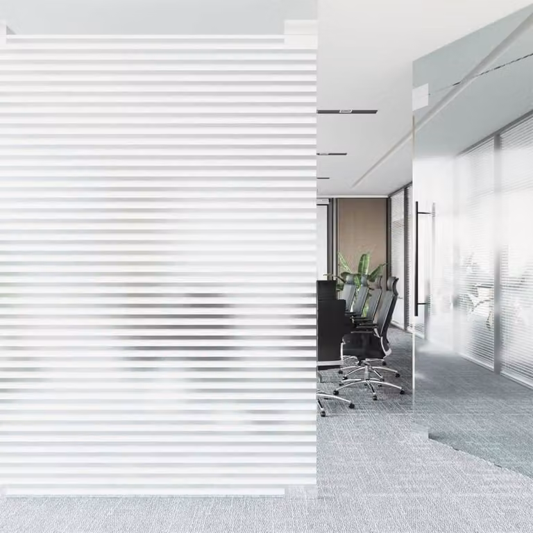 Berkfield Home Striped Frosted Window Film, 2 Pack, Black and White PVC Adhesive Blinds Pattern