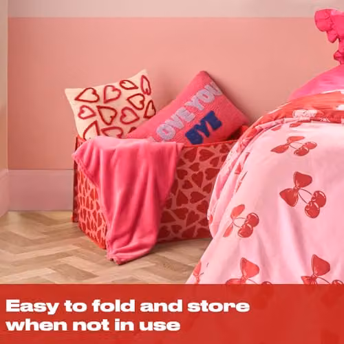 OHS Large Collapsible Fabric Storage Box with Lid and Handles, Pink – 3