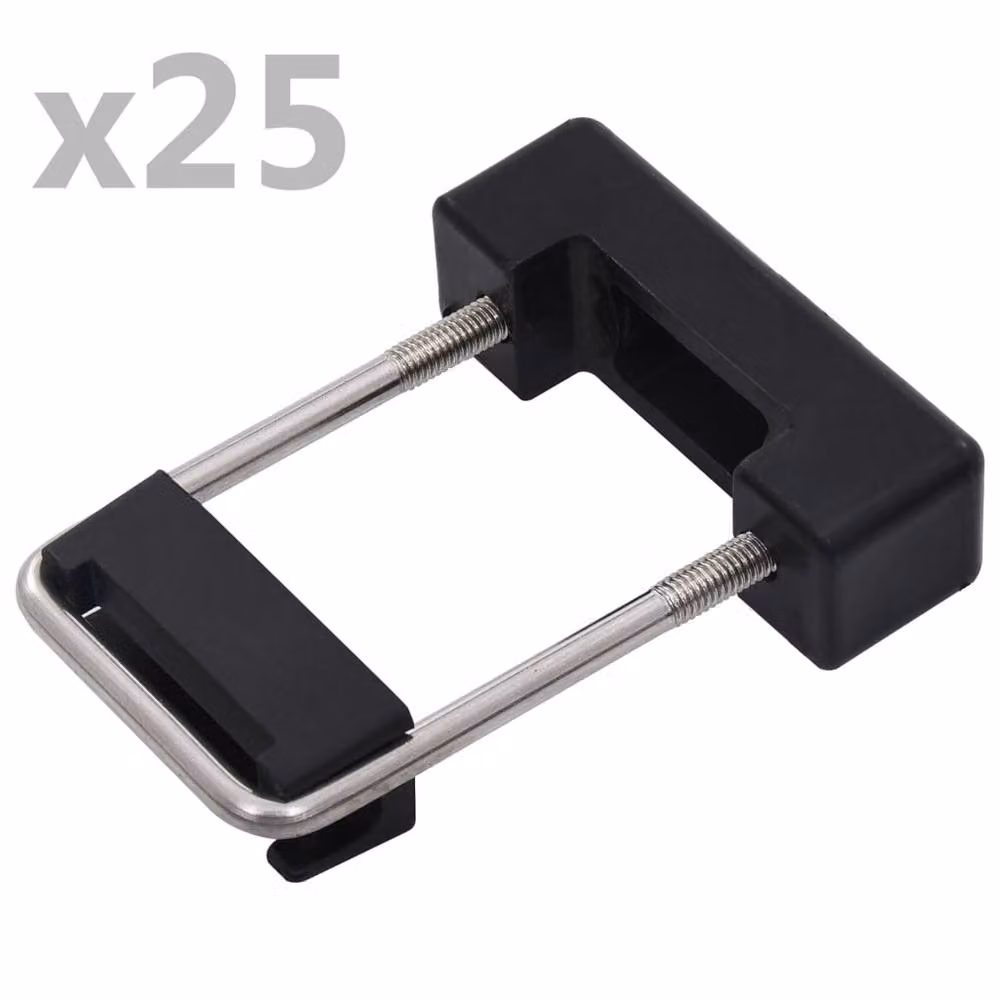 Berkfield Home U Connector with Plastic for 60 x 40 mm Fence Posts, 25 Sets, Black and Silver – 2