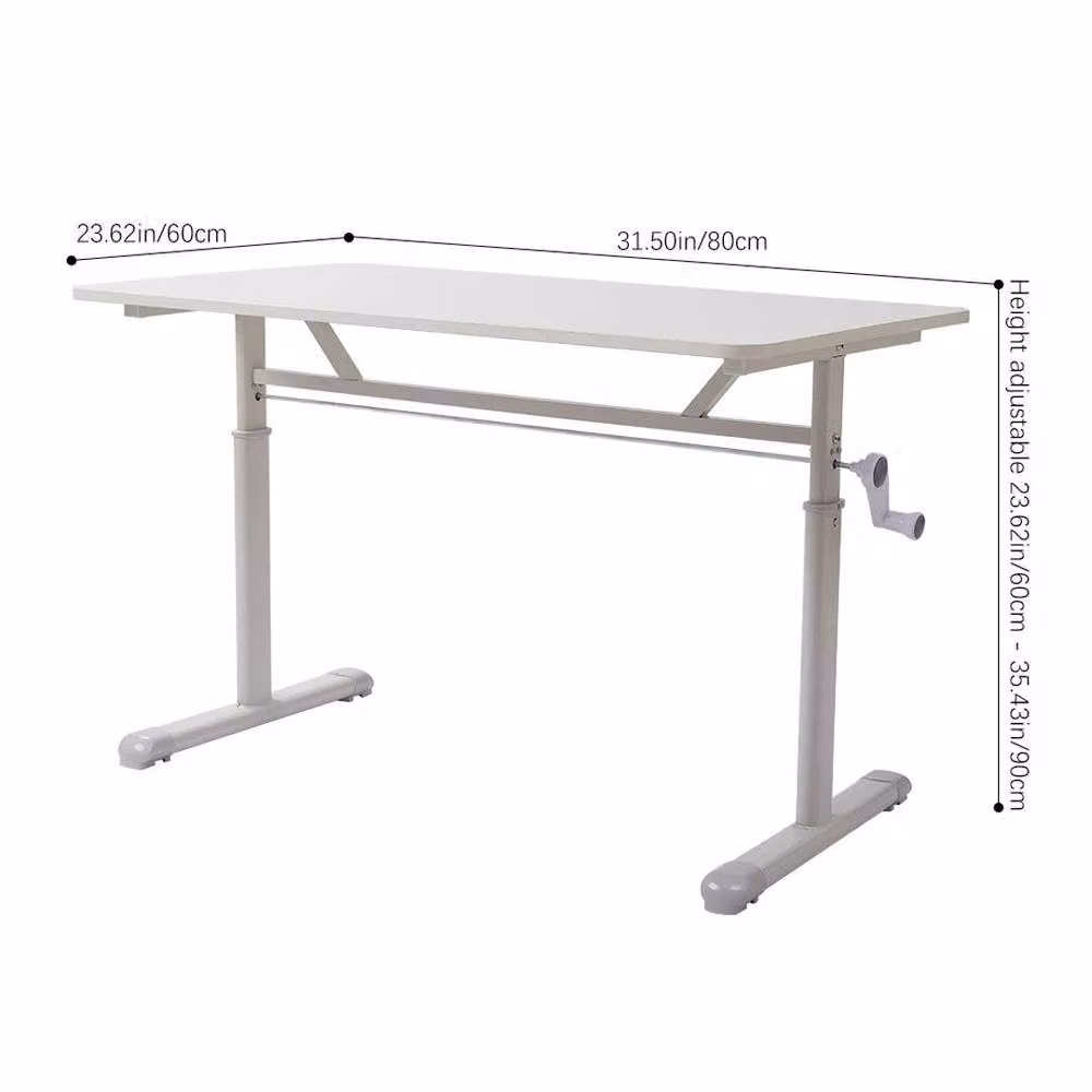EONLION Height Adjustable Standing Desk in White with Manual Crank, W/D/H: 100 x 80 x 60 cm – 2