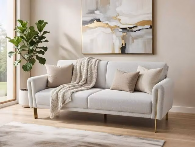 DS Living Como 2 Seater Sofa Bed in Silver Grey Fabric with Solid Wood Frame and Pull Out Drawer – 1