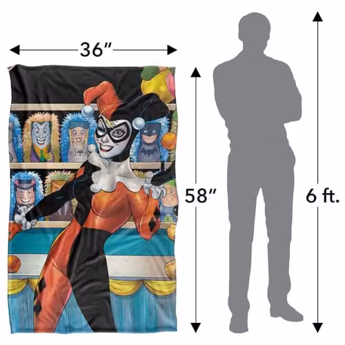Warner Bros. Batman Harley Quinn Carnival Super Soft Silky Touch Fleece Throw Blanket, Multicolour, W/D/H: 91 x 147 cm – 4