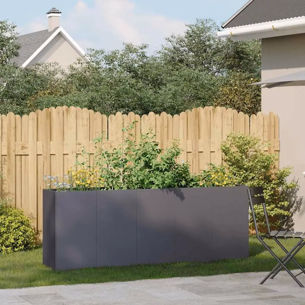 Berkfield Home Anthracite Steel Planter, W: 200 cm, D: 40 cm, H: 80 cm – 3