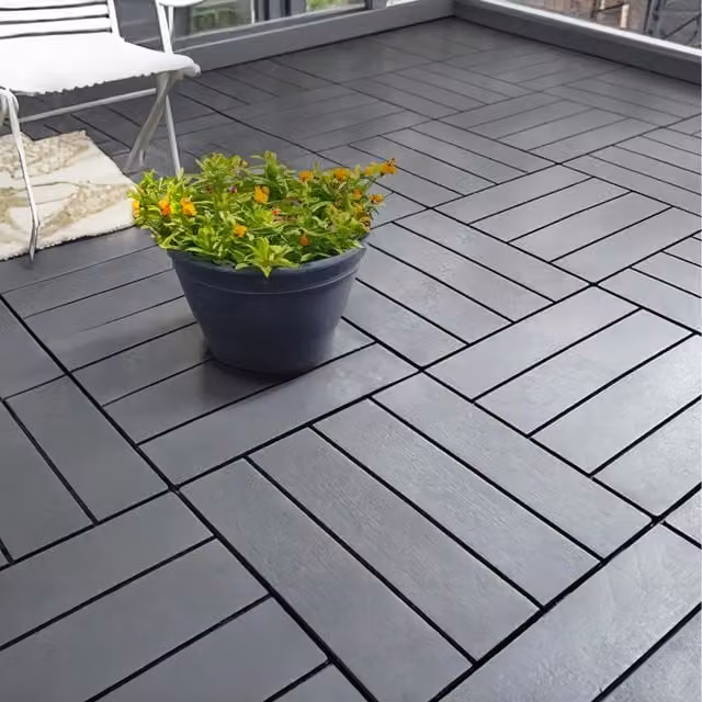 Polydeck Grey PVC Decking Tiles, Pack of 12