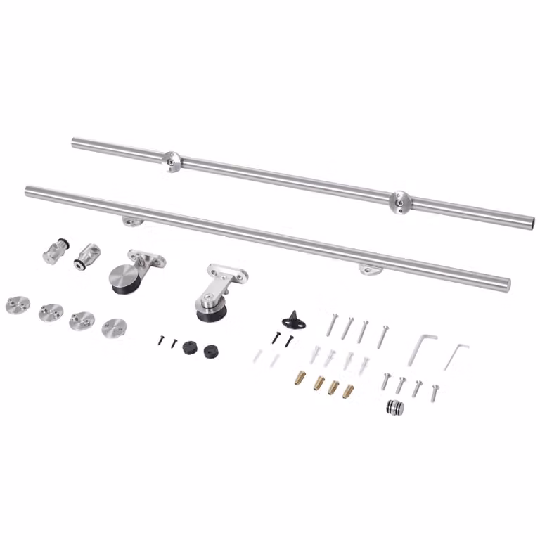 HOMCOM Stainless Steel Sliding Door Hardware Kit in Silver