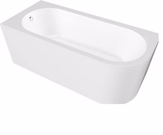 Balterley Left Hand Corner Back to Wall Acrylic Bath with Legs, White, W: 160 cm, D: 120 cm, H: 41 cm