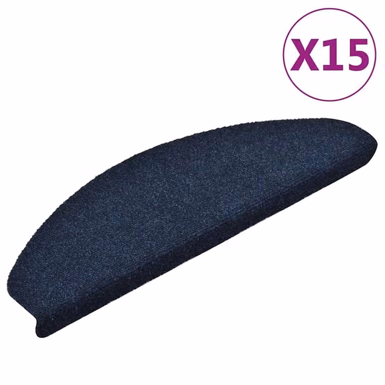 Berkfield Home Self-adhesive Stair Mats, 15 Pieces, Navy Blue, W/D/H: 65 x 21 x 4 cm
