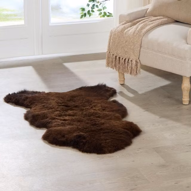 Simply Sheepskin Brown Genuine Wool Rug, W/D: 100 x 60 cm
