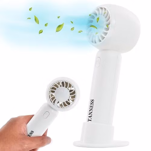 Tanness Mini Portable Handheld USB Rechargeable Fan in White – 1