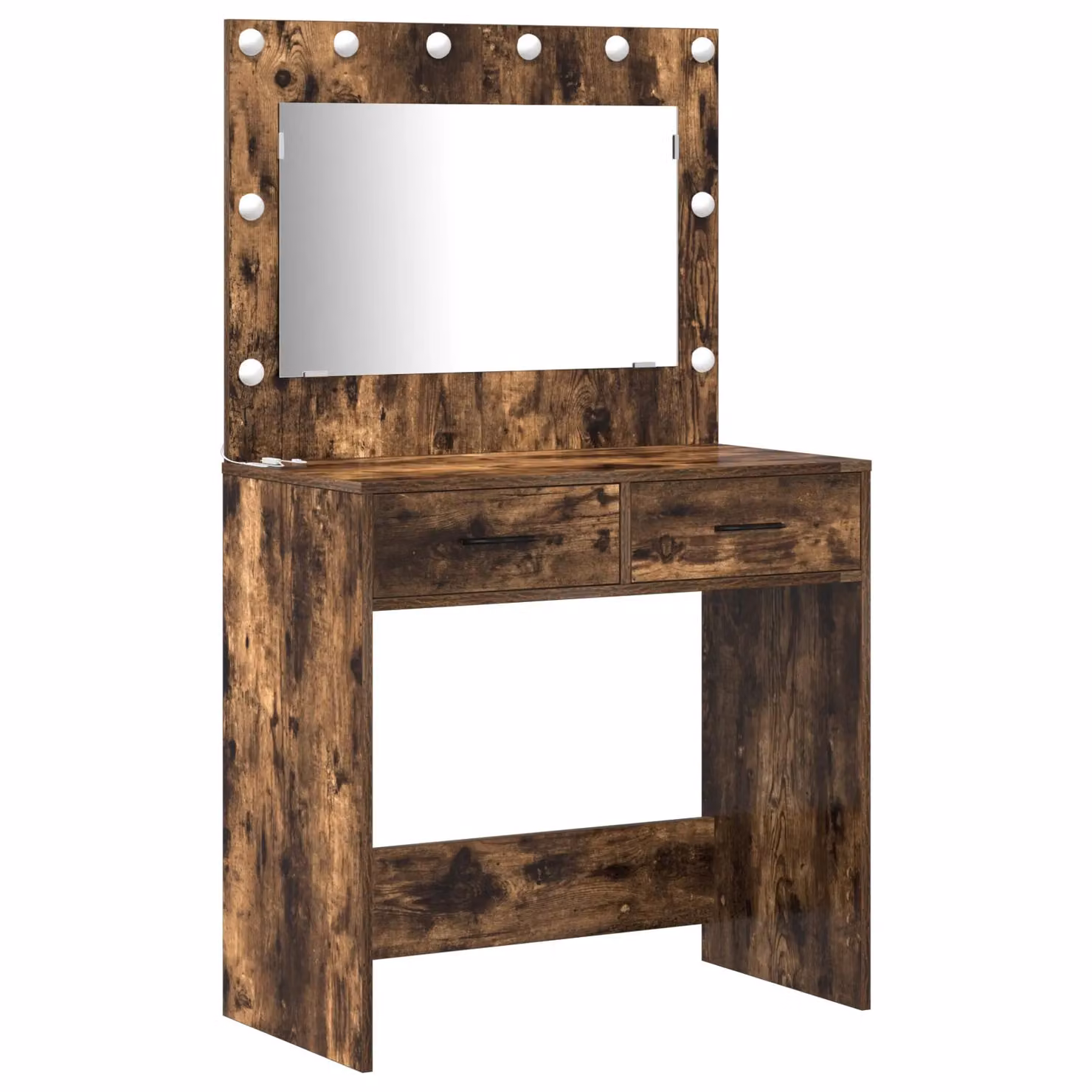 Berkfield Home 2 Piece Hollywood LED Dressing Table Set in Smoked Oak Brown – 3
