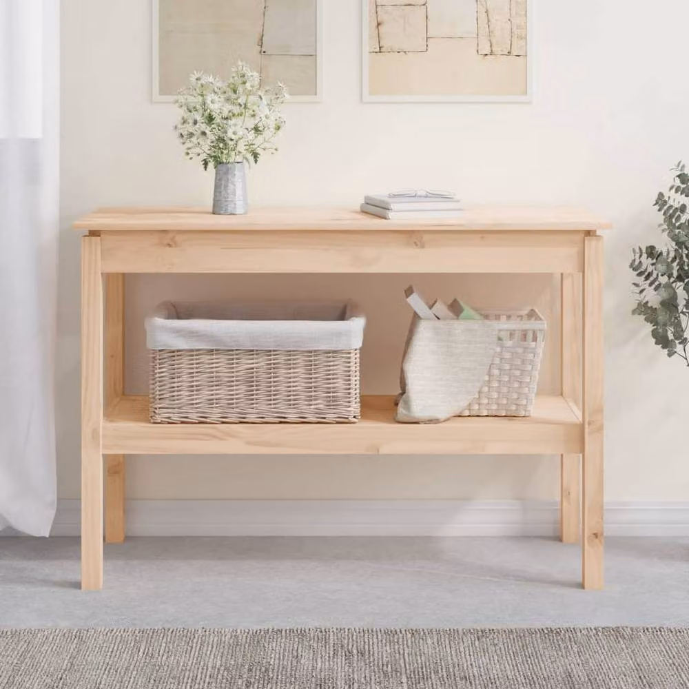 Berkfield Home Rustic Solid Pine Console Table in Beige, W/D/H: 110 x 40 x 75 cm – 2