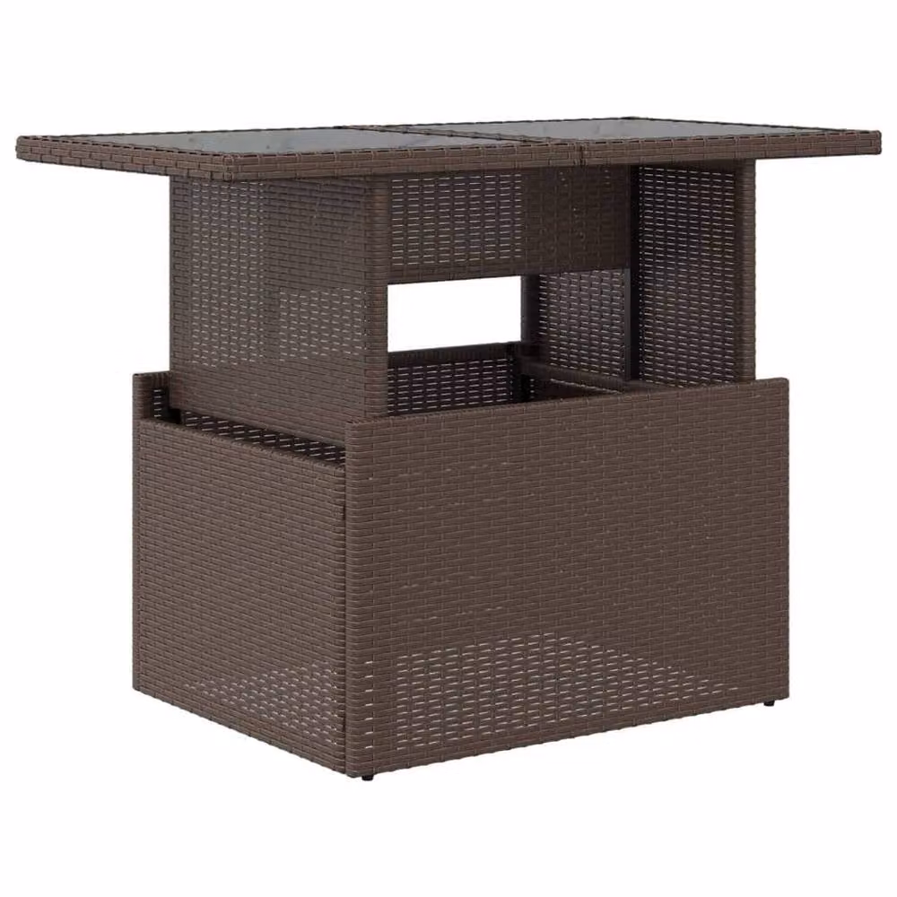 Berkfield Home Brown Poly Rattan Garden Table with Glass Top, W/D/H: 100 x 55 x 73 cm – 3