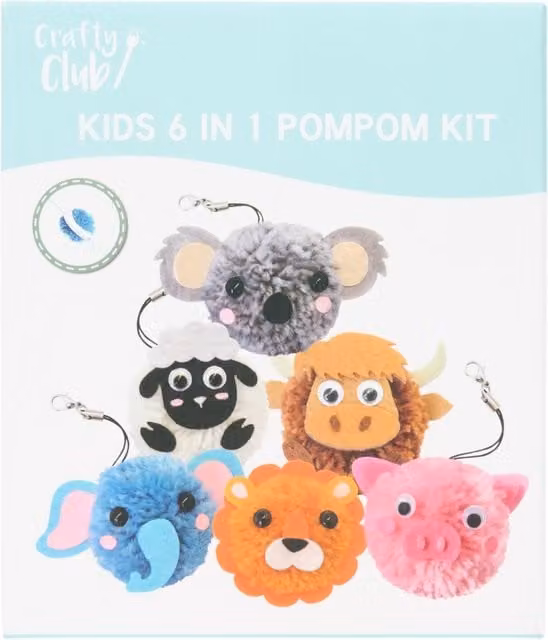 Crafty Club Kids 6 in 1 Pompom Kit in Multicolour