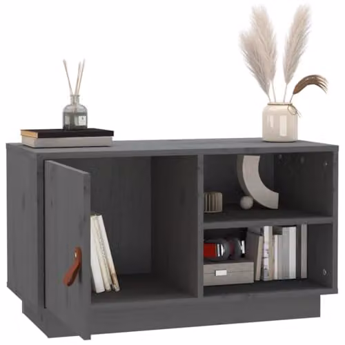 vidaXL Scandinavian TV Cabinet in Grey Solid Pine, W/D/H: 70 x 34 x 40 cm – 5