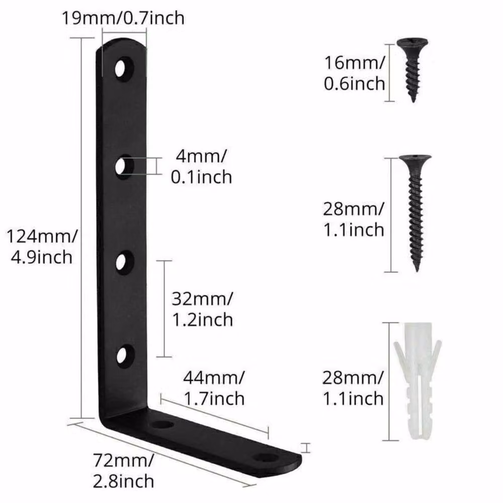 Havendro 8-Pack L-Shape Heavy Duty Steel Corner Brackets in Matt Black – 2