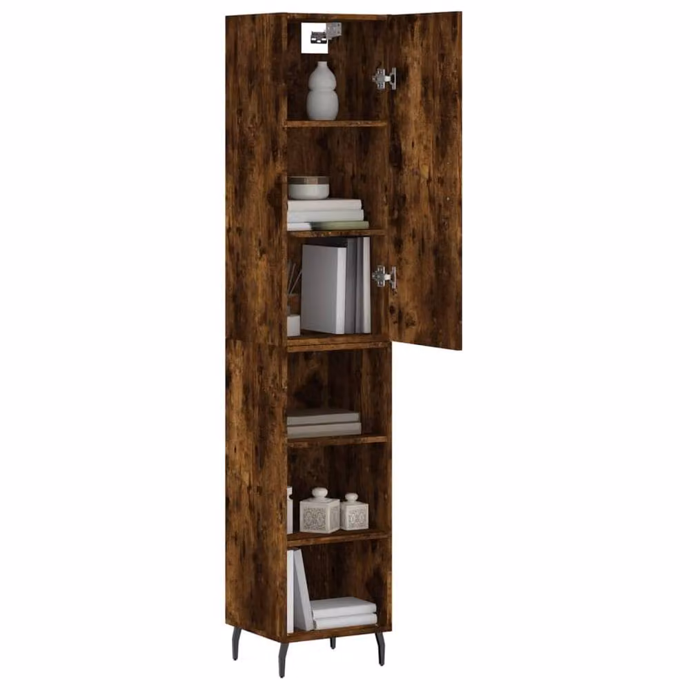 Berkfield Home Smoked Oak Highboard in Brown, W/D/H: 34.0 x 34.5 x 180 cm – 3
