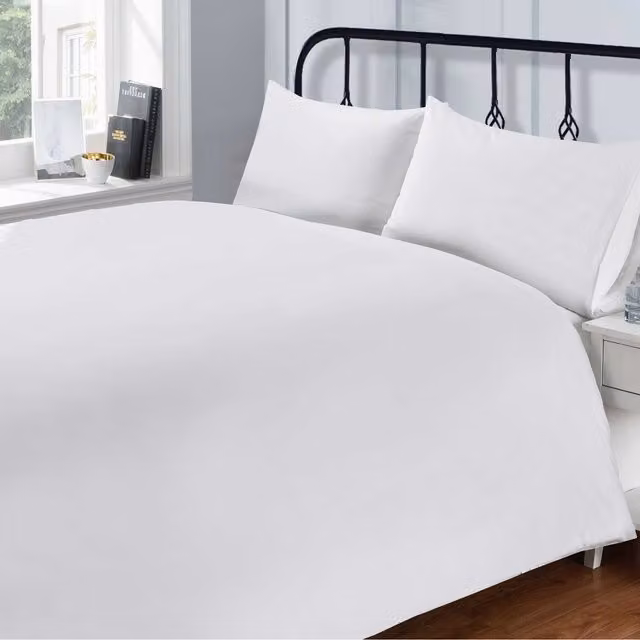 Rapport Home 200 Thread Count White Cotton Percale Fitted Sheet, W/D/H: 90 x 200 cm