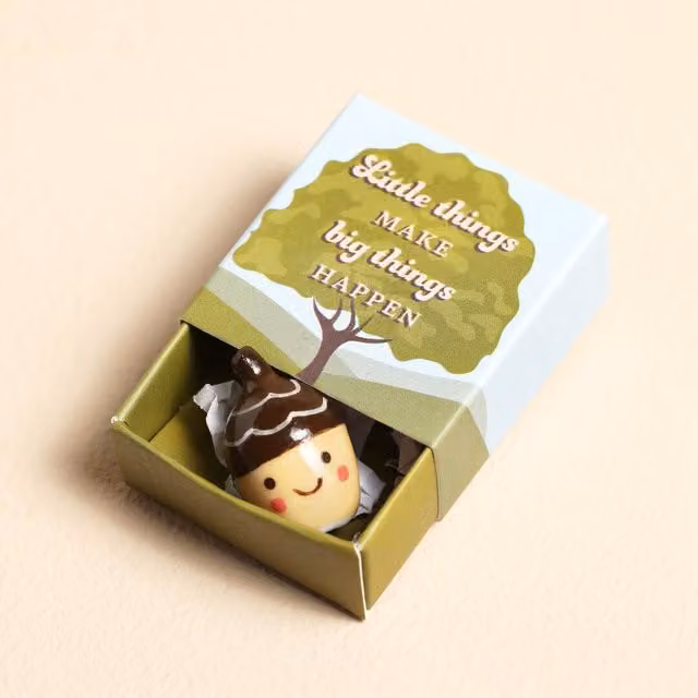 Lisa Angel Tiny Matchbox Ceramic Acorn Token in Brown