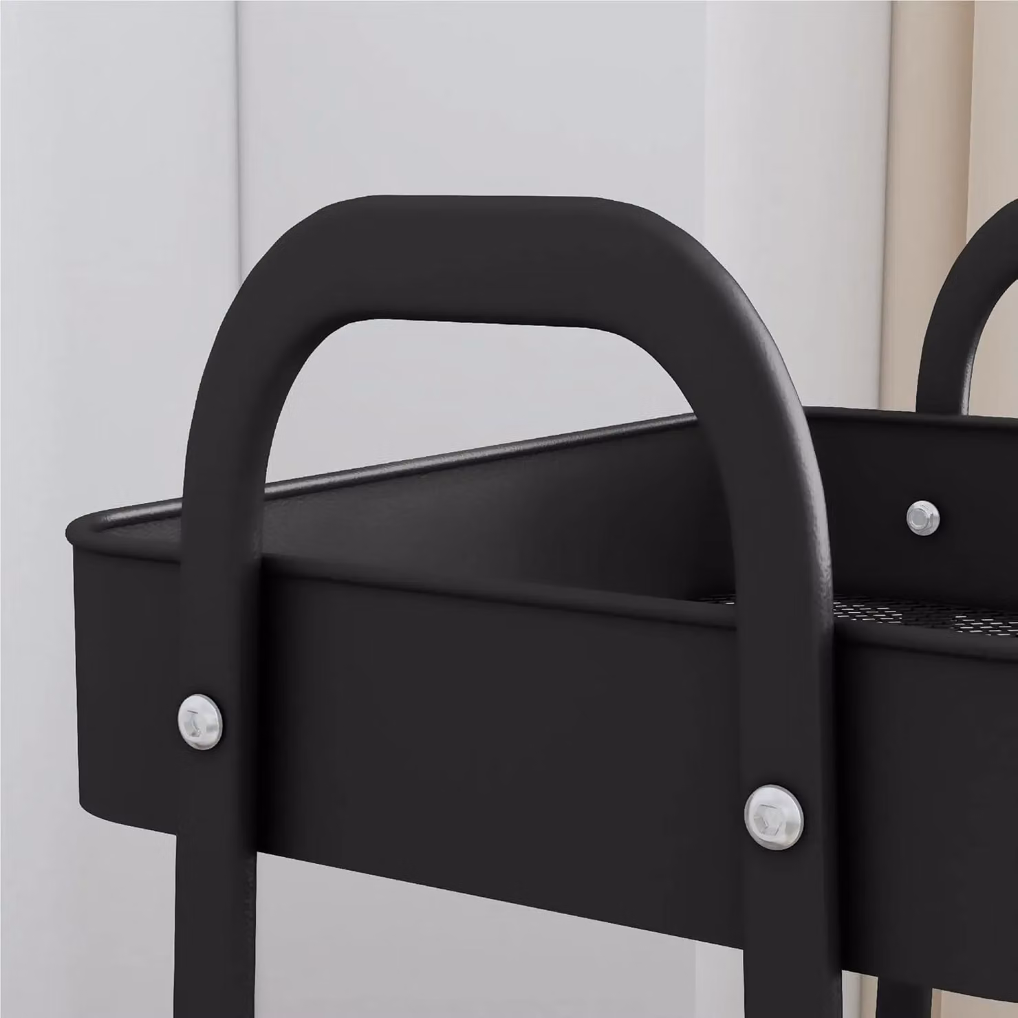 Simpa 3 Tier Metal Multipurpose Wheeled Storage Tray Cart in Black, H 78.5 x W 46 x D 30.5 cm – 3