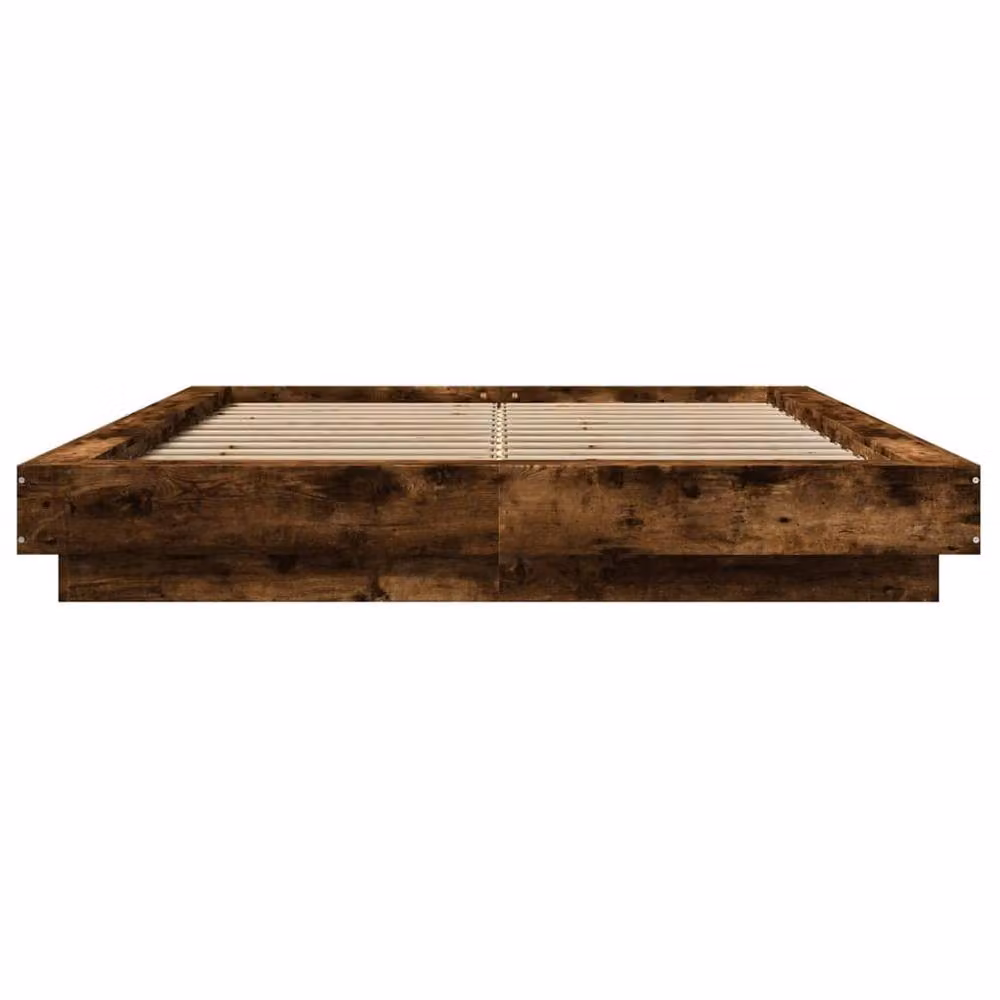 Berkfield Home Durable Bed Frame with Under-Bed LED Lighting in Smoked Oak Brown, W/D/H: 120 x 200 x 23 cm – 4