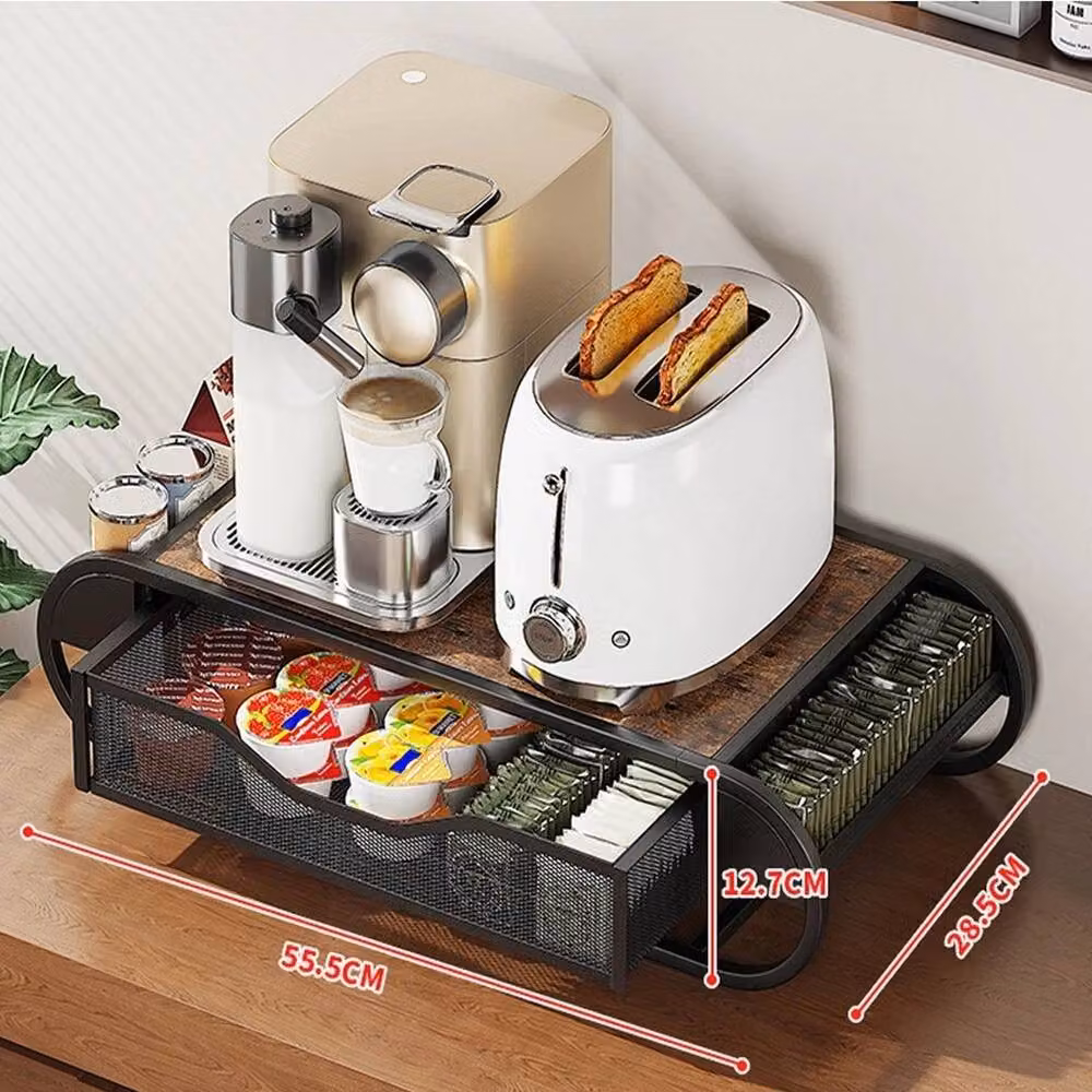 VOGREX Brown Metal Coffee Pod Drawer Holder and Freestanding Capsule Storage Rack – 2