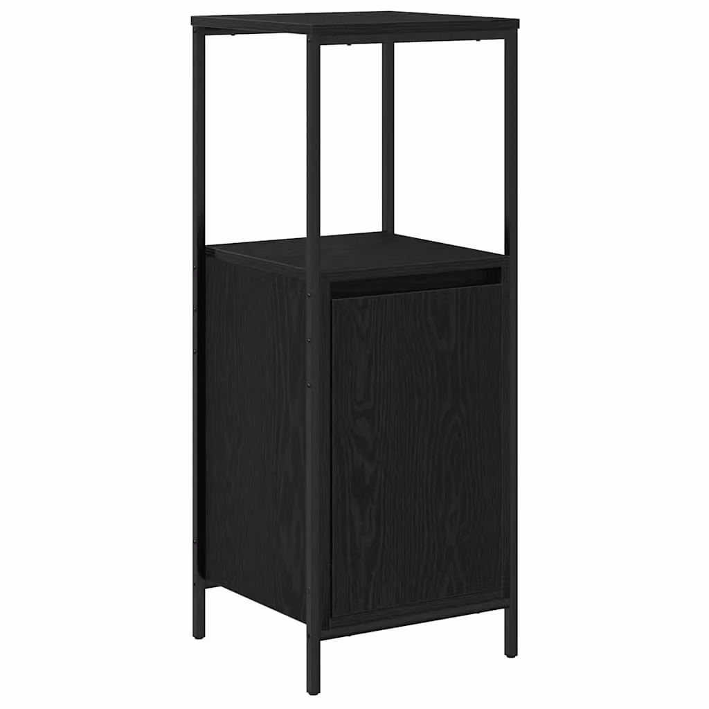 Berkfield Home Modern Black Oak Bathroom Cabinet with Internal Shelves and Open Storage, W/D/H: 36 x 35 x 95 cm – 2