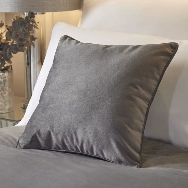Soiree Melanie Luxe Velvet Filled Cushion, Grey, W/D/H: 43 x 43 x 43 cm
