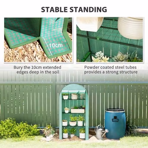 Outsunny 4 Tier Mini Greenhouse with Reinforced PE Cover, Green, W/D/H: 105 x 45 x 160 cm – 6