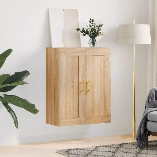 Berkfield Home Wall Mounted Sonoma Oak Cabinet in Beige, W/D/H: 69.5 x 34 x 90 cm – 1