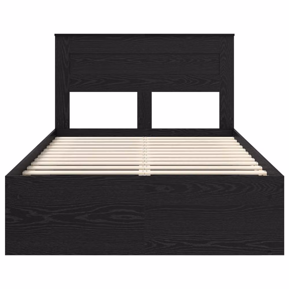 Berkfield Home Modern Bed Frame with Headboard in Black Solid Pine Wood, W: 135 cm x L: 190 cm – 5