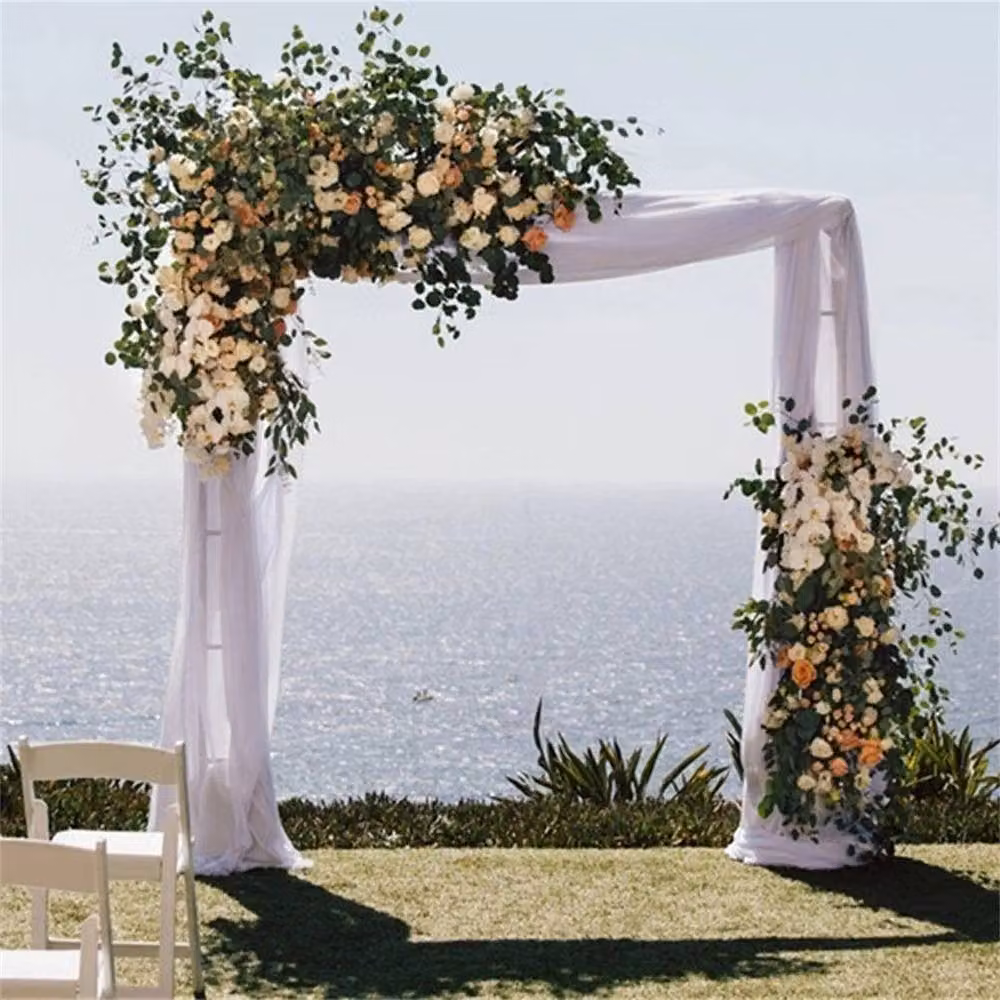 NESTLUNE White Metal Garden Wedding Arch and Climbing Trellis Stand, W/D/H: 100 x 100 x 100 cm – 3